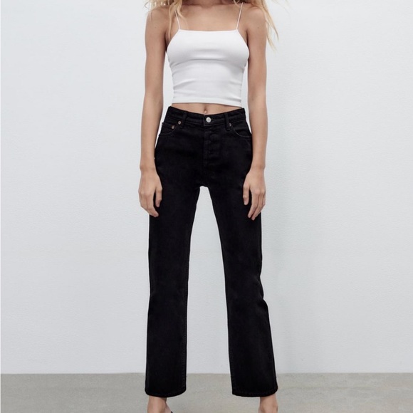Zara Straight Leg Jeans Black - Picture 2 of 13